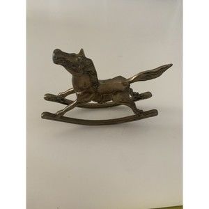 Rocking Horse Figurine Heavy Solid Brass, Vintage